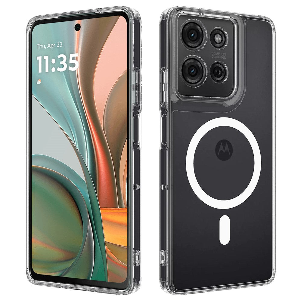 For Motorola Moto G75 5G Clear Phone Magnetic Case TPU+Acrylic Back Cover