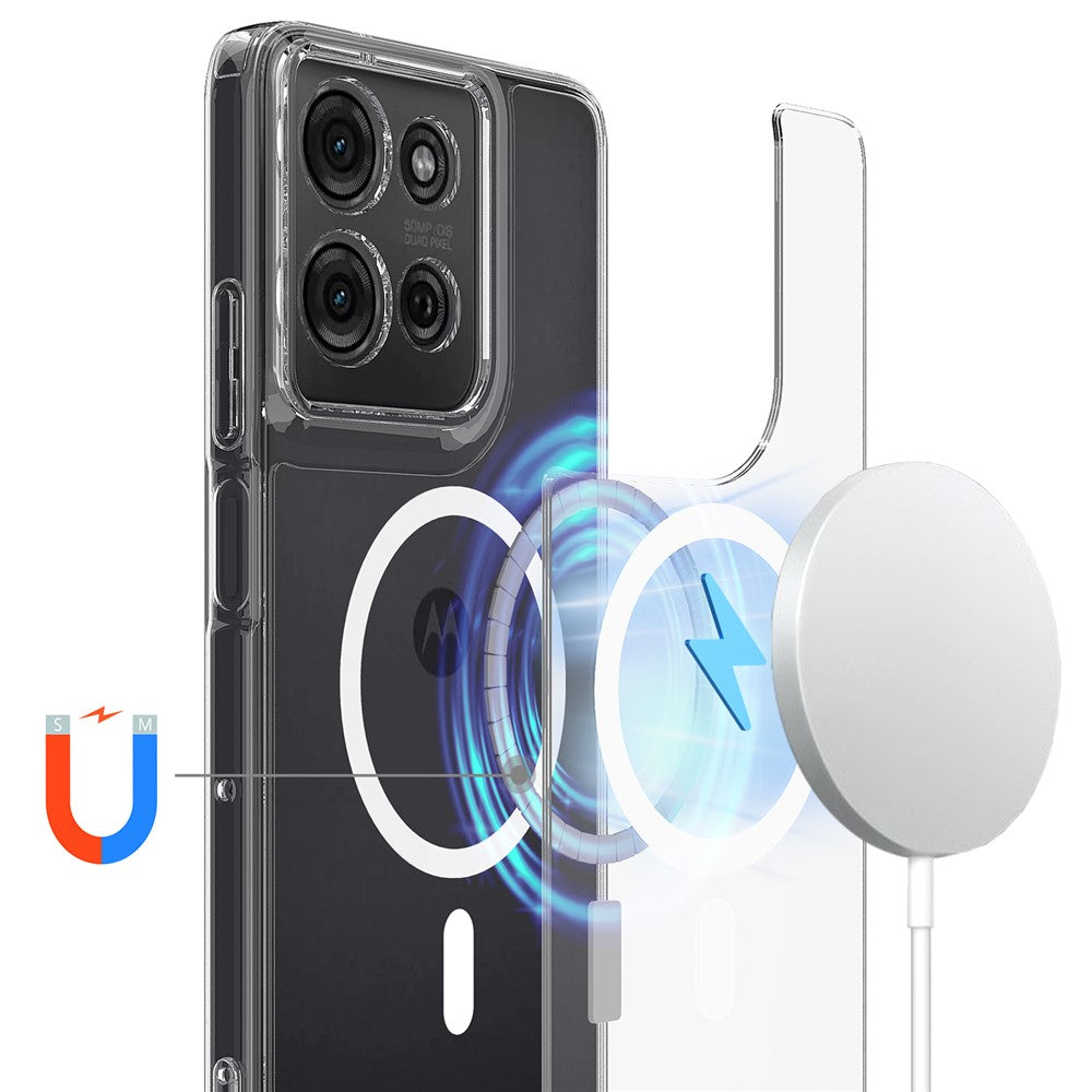For Motorola Moto G75 5G Clear Phone Magnetic Case TPU+Acrylic Back Cover