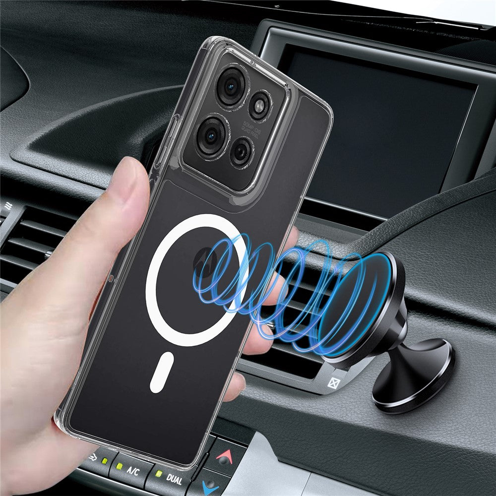 For Motorola Moto G75 5G Clear Phone Magnetic Case TPU+Acrylic Back Cover