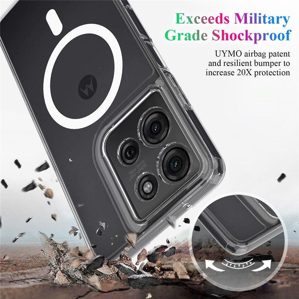 For Motorola Moto G75 5G Clear Phone Magnetic Case TPU+Acrylic Back Cover