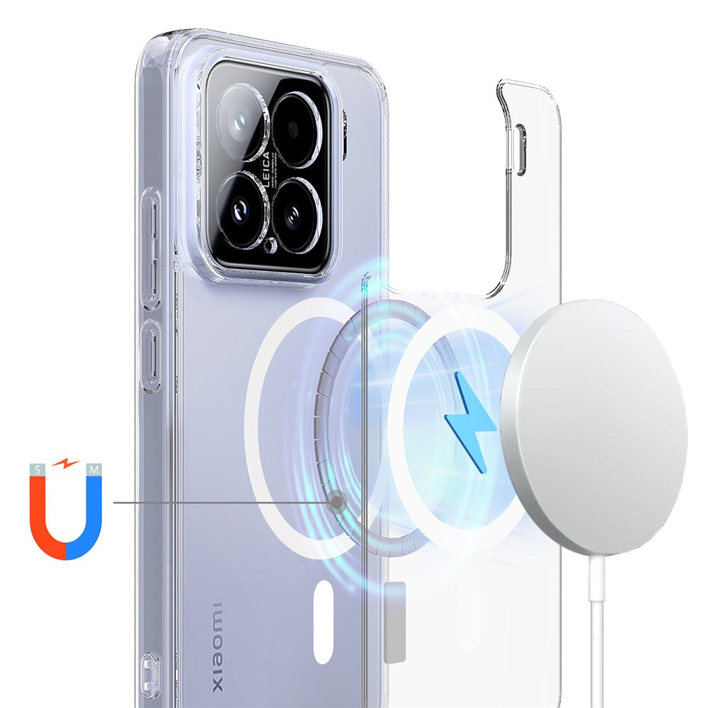 For Xiaomi 15 Clear Phone Magnetic Case TPU+Acrylic Back Cover