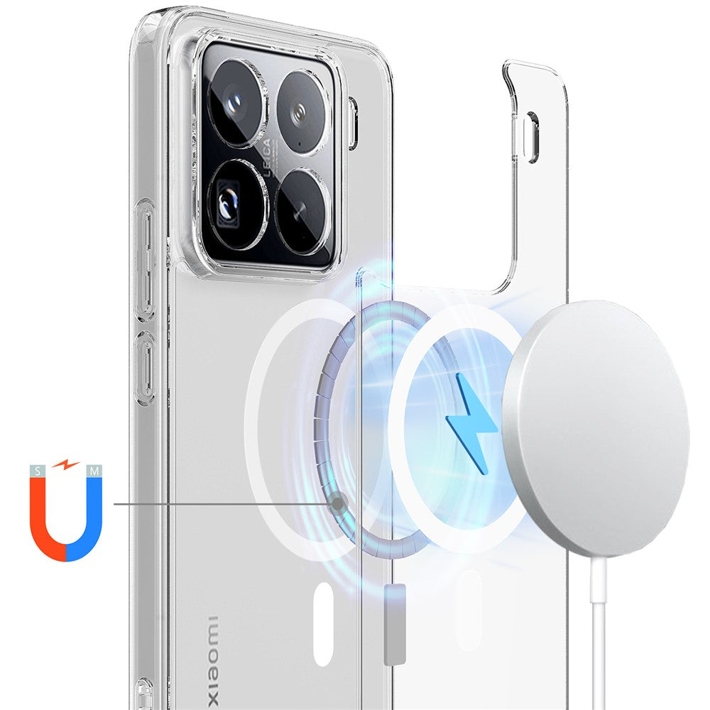 For Xiaomi 15 Pro Clear Phone Magnetic Case TPU+Acrylic Back Cover