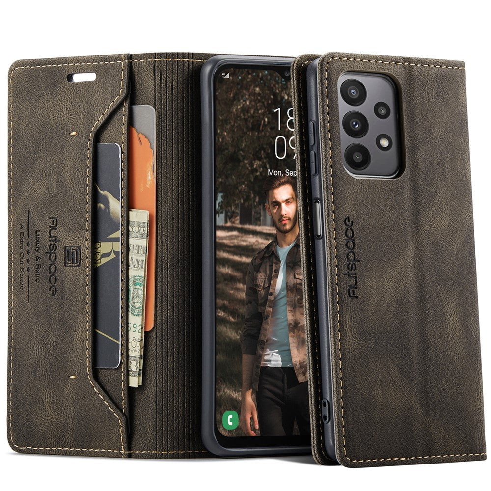AUTSPACE For Samsung Galaxy M23 5G / Galaxy A23 5G (Global Version) Wallet Case  A01 Leather Stand Cover with RFID Blocking Card Holder