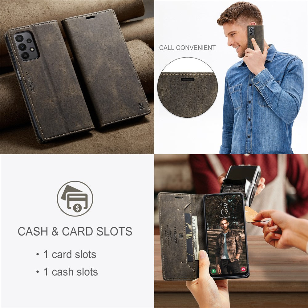 AUTSPACE For Samsung Galaxy M23 5G / Galaxy A23 5G (Global Version) Wallet Case  A01 Leather Stand Cover with RFID Blocking Card Holder