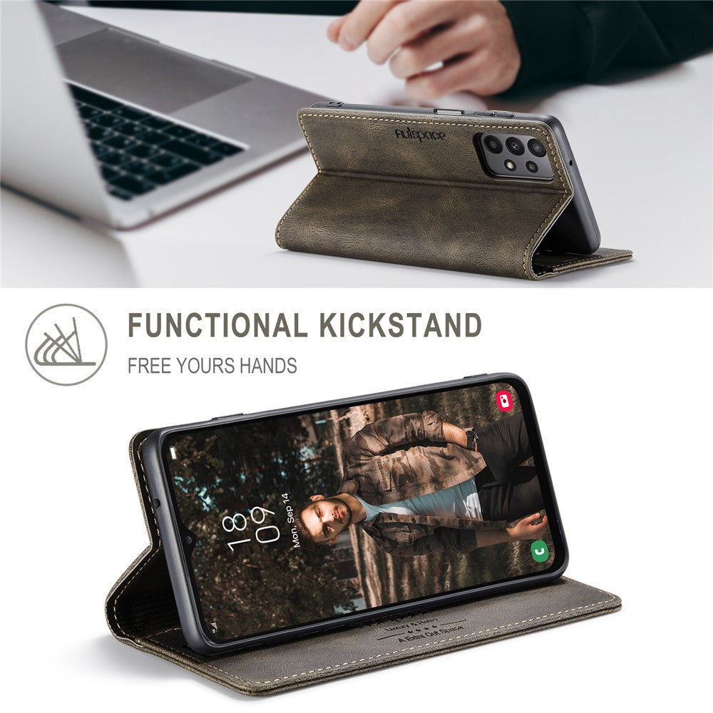 AUTSPACE For Samsung Galaxy M23 5G / Galaxy A23 5G (Global Version) Wallet Case  A01 Leather Stand Cover with RFID Blocking Card Holder