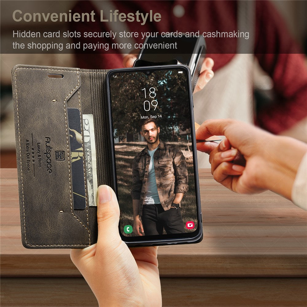 AUTSPACE For Samsung Galaxy M23 5G / Galaxy A23 5G (Global Version) Wallet Case  A01 Leather Stand Cover with RFID Blocking Card Holder