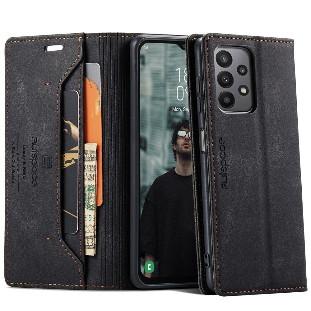 AUTSPACE For Samsung Galaxy M23 5G / Galaxy A23 5G (Global Version) Wallet Case  A01 Leather Stand Cover with RFID Blocking Card Holder