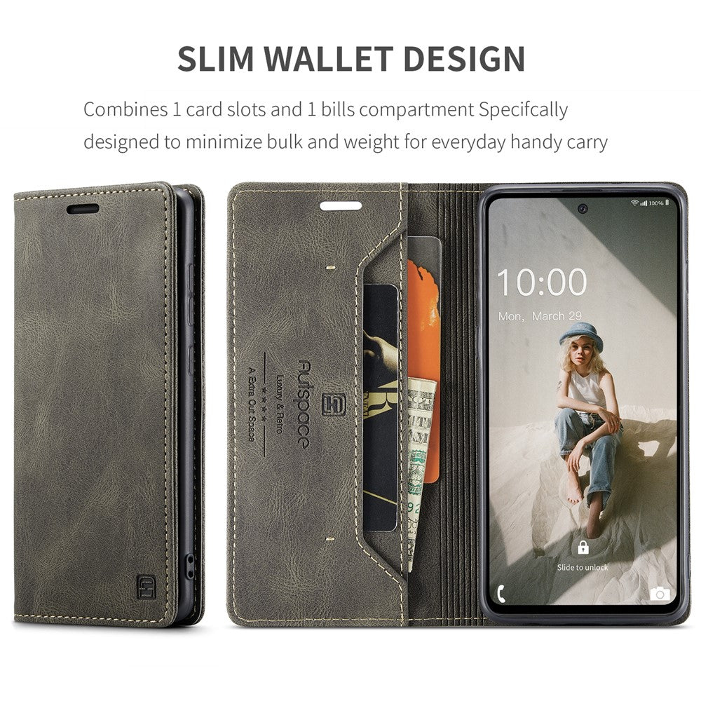 AUTSPACE Til Samsung Galaxy A40 Pung Etui A01 Læder Stand Cover med RFID Blokerende Kortholder