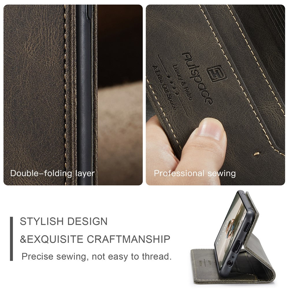 AUTSPACE Til Samsung Galaxy A40 Pung Etui A01 Læder Stand Cover med RFID Blokerende Kortholder