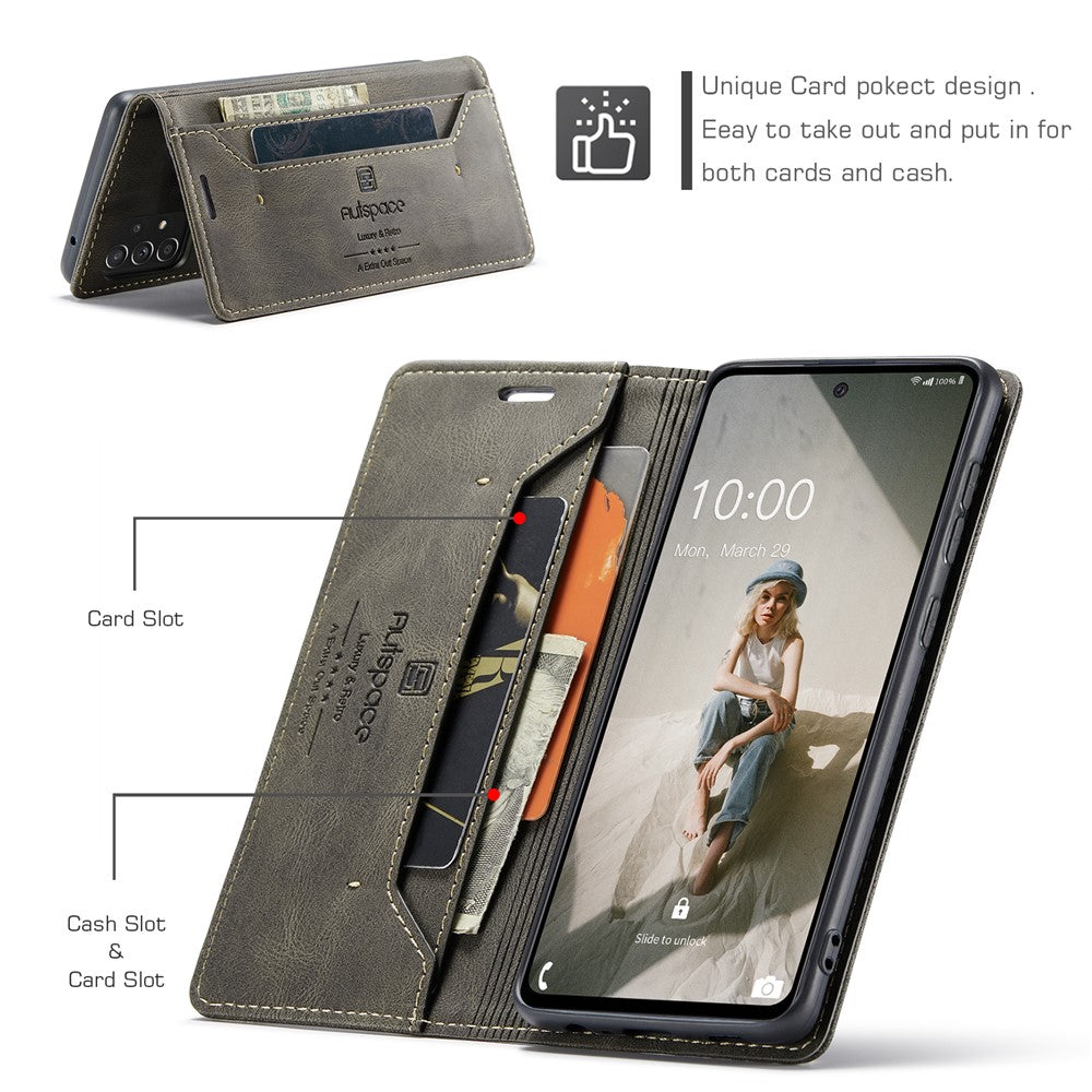 AUTSPACE Til Samsung Galaxy A40 Pung Etui A01 Læder Stand Cover med RFID Blokerende Kortholder