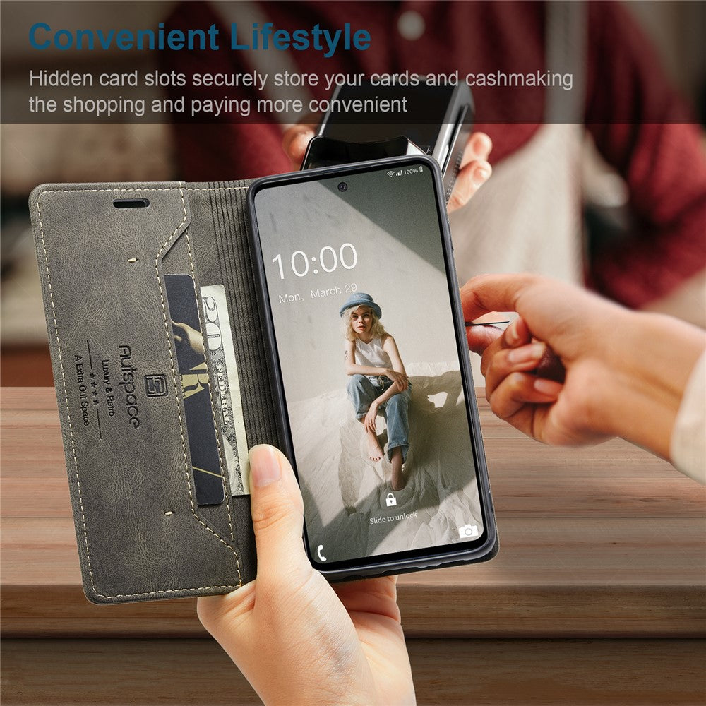 AUTSPACE Til Samsung Galaxy A40 Pung Etui A01 Læder Stand Cover med RFID Blokerende Kortholder