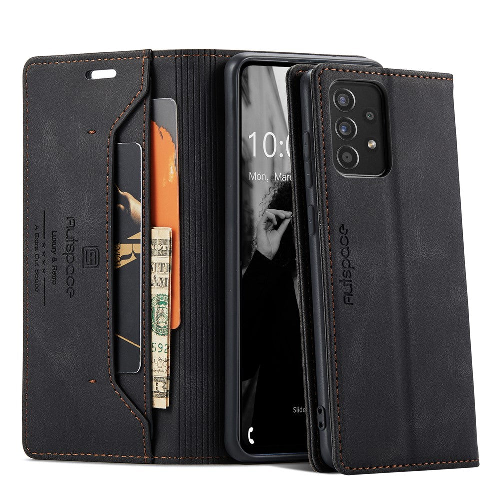 AUTSPACE Til Samsung Galaxy A40 Pung Etui A01 Læder Stand Cover med RFID Blokerende Kortholder