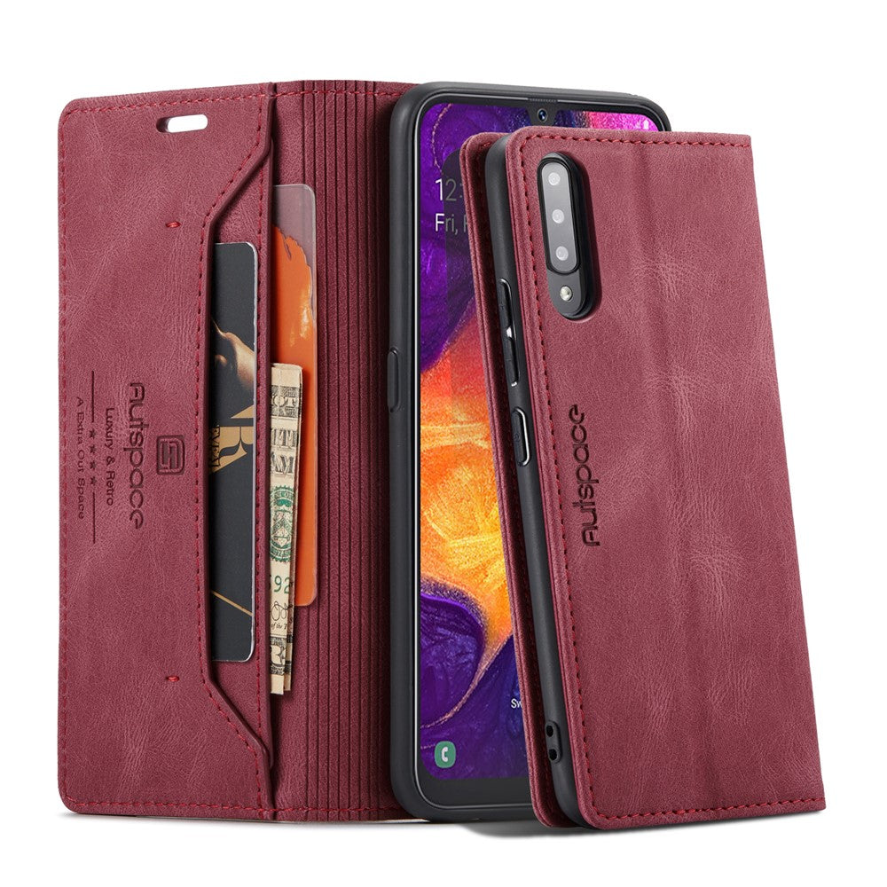 AUTSPACE Til Samsung Galaxy A50s / Galaxy A30s / Galaxy A50 Wallet Case A01 Læder Stand Cover med RFID Blokerende Kortlomme