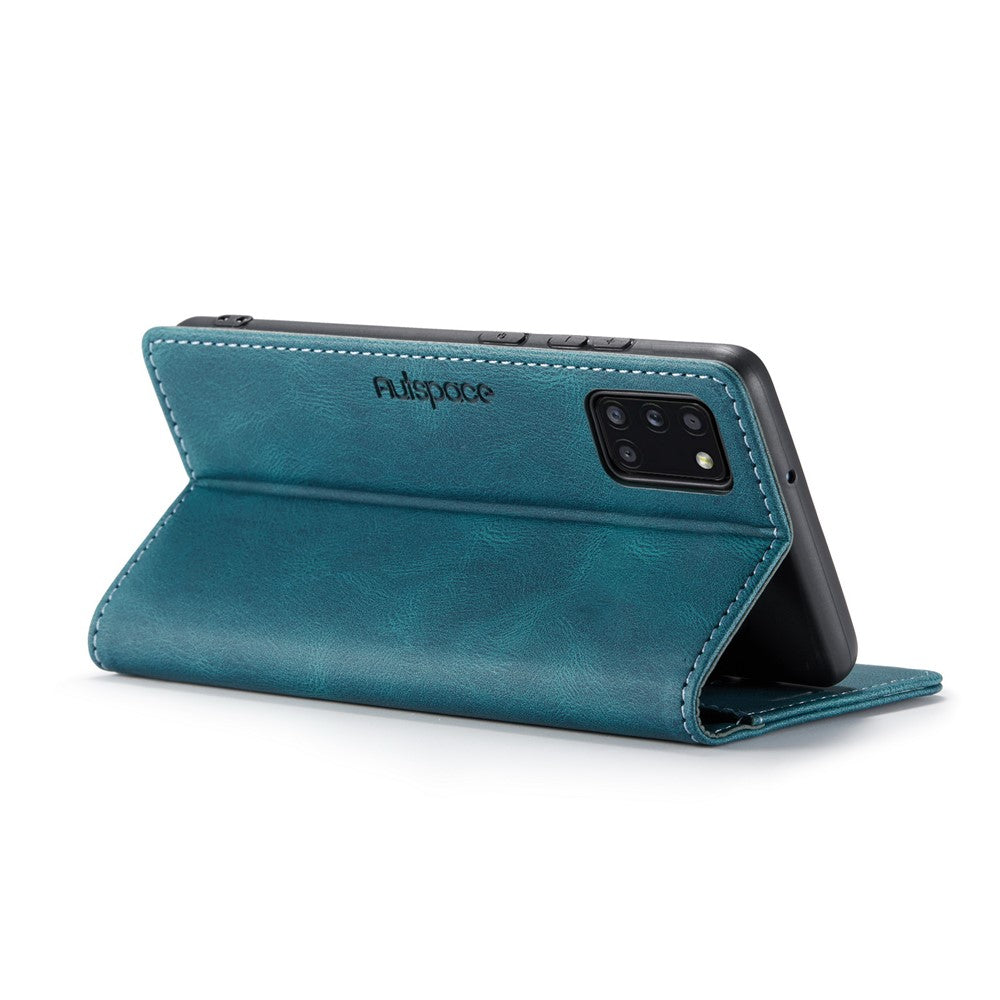 AUTSPACE For Samsung Galaxy A31 Wallet Case  A01 Leather Stand Cover with RFID Blocking Card Holder