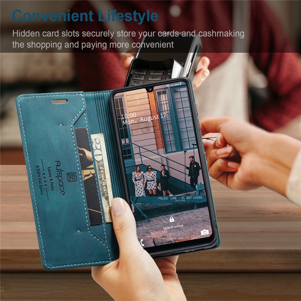 AUTSPACE For Samsung Galaxy A31 Wallet Case  A01 Leather Stand Cover with RFID Blocking Card Holder