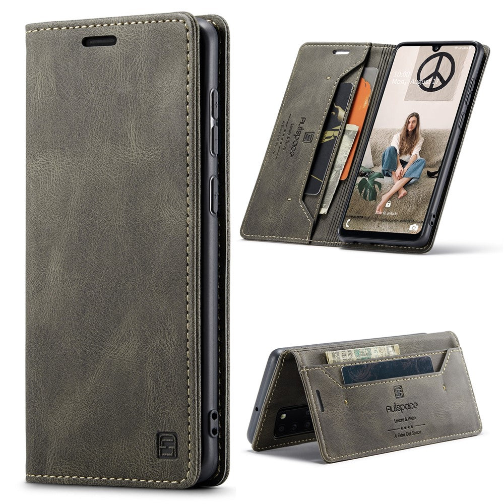 AUTSPACE For Samsung Galaxy A31 Wallet Case  A01 Leather Stand Cover with RFID Blocking Card Holder