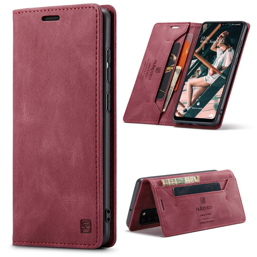 AUTSPACE For Samsung Galaxy A31 Wallet Case  A01 Leather Stand Cover with RFID Blocking Card Holder