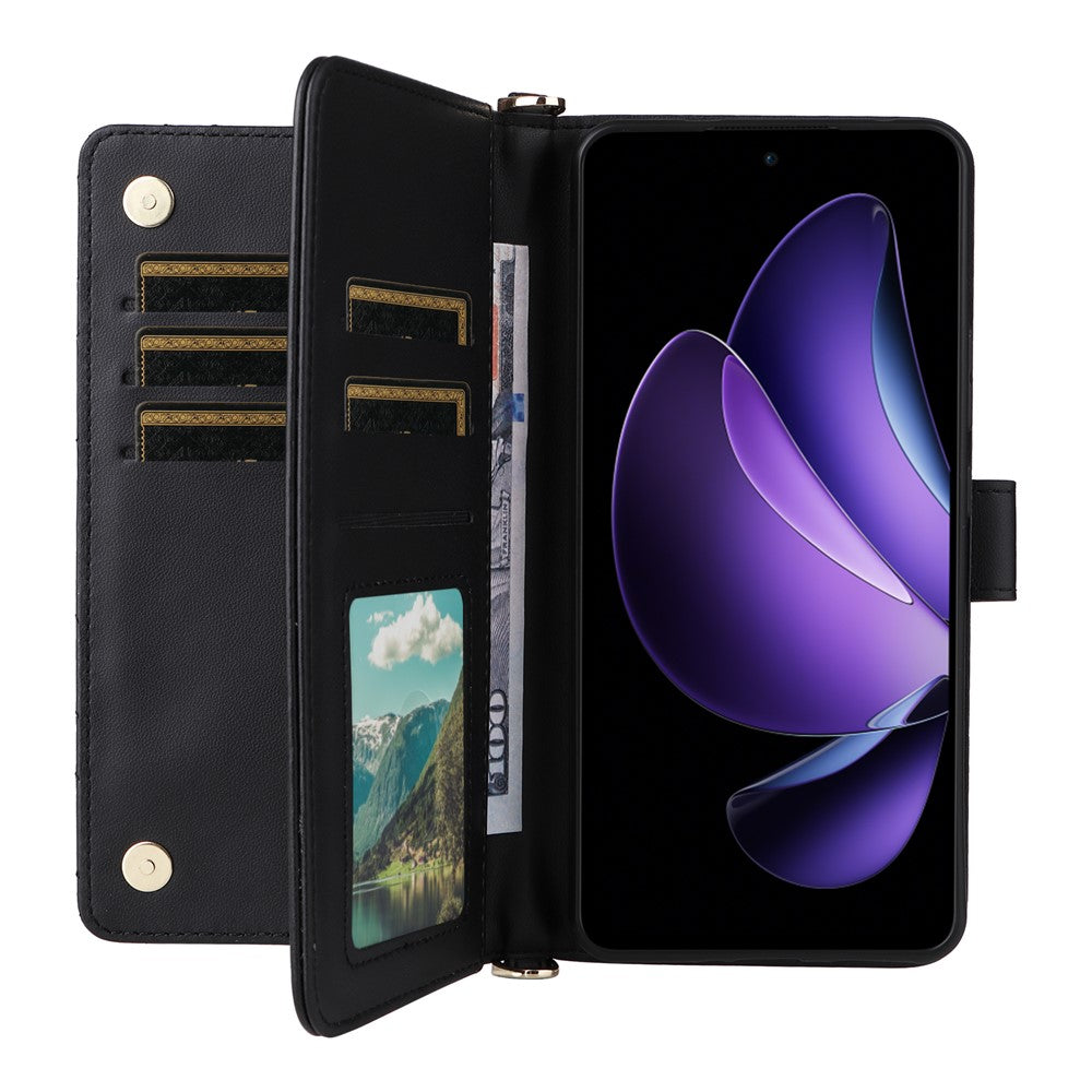 Oppo Reno13 F 5G (Reno 13 FS 5G) / 4G Plånboksfodral med axelrem / handledsrem Läderfodral med stativ
