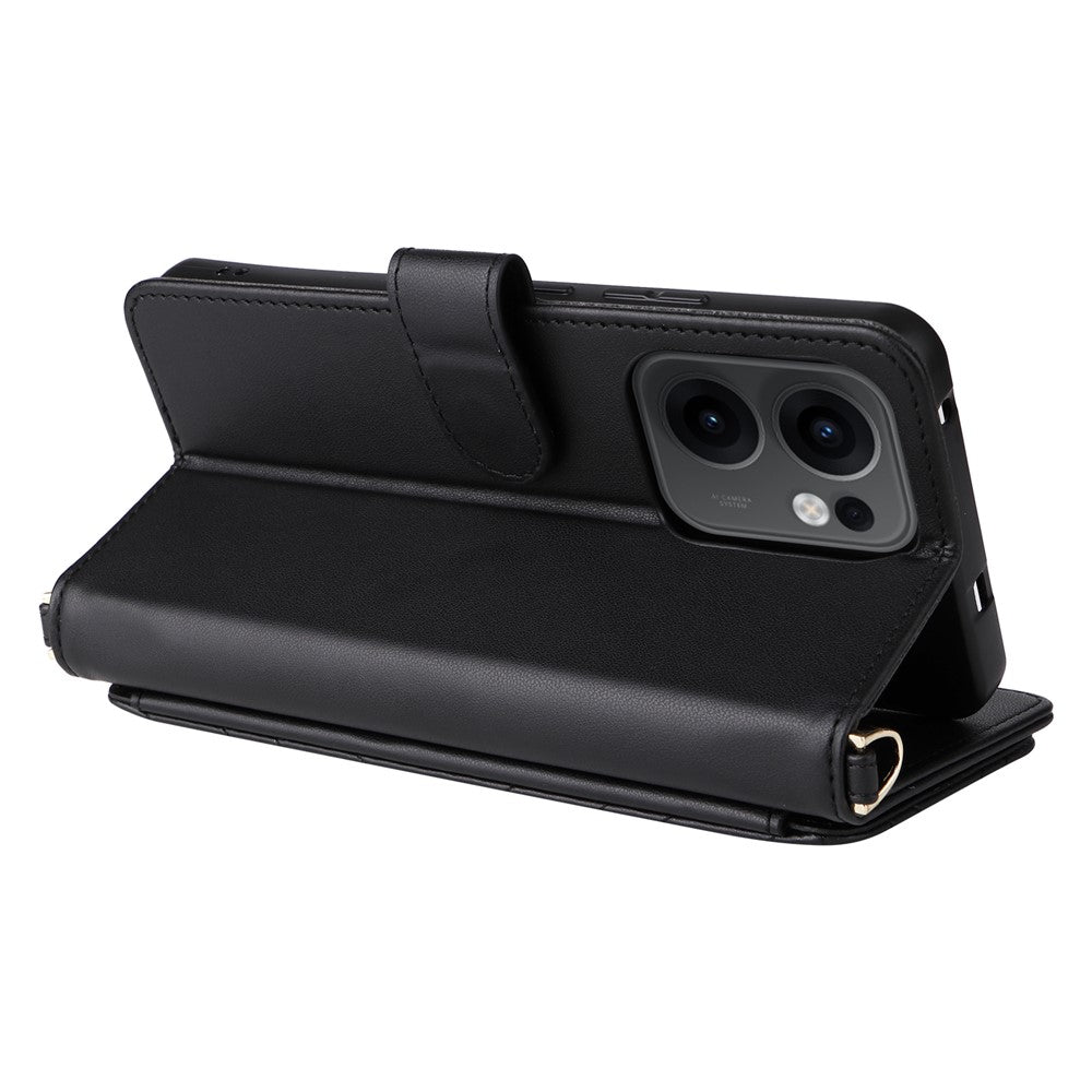 Oppo Reno13 F 5G (Reno 13 FS 5G) / 4G Plånboksfodral med axelrem / handledsrem Läderfodral med stativ