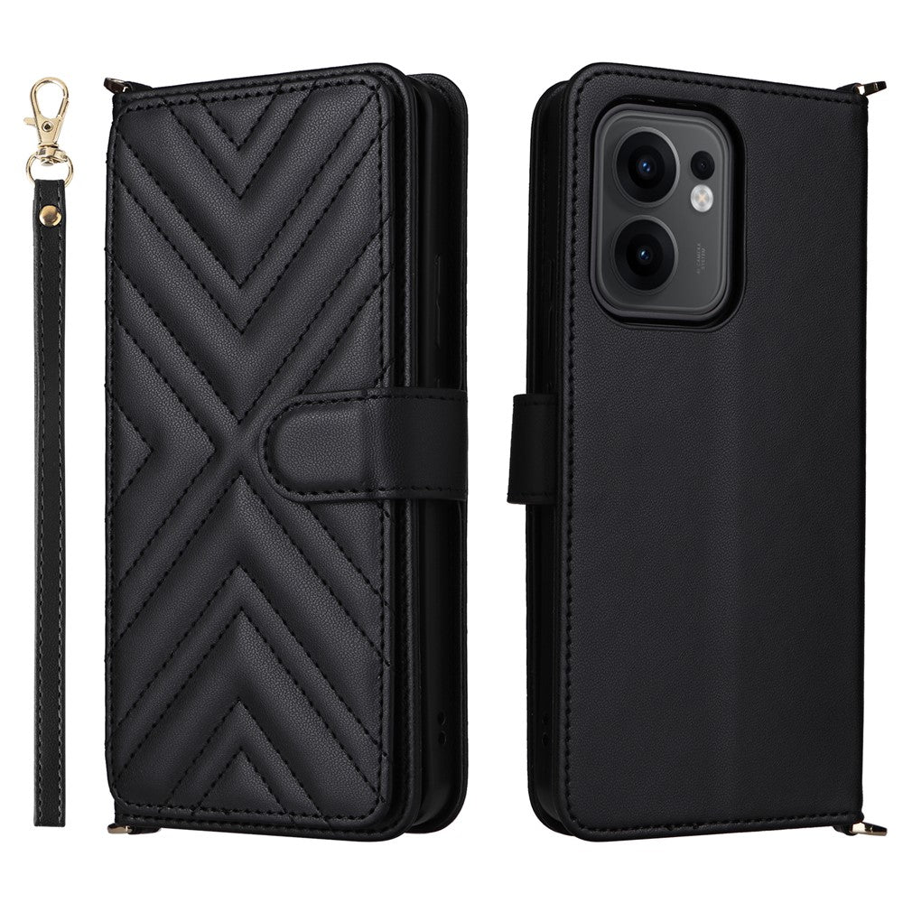 Oppo Reno13 F 5G (Reno 13 FS 5G) / 4G Plånboksfodral med axelrem / handledsrem Läderfodral med stativ