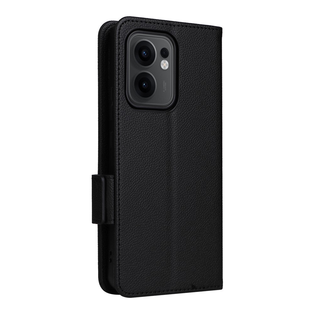 Oppo Reno13 F 5G (Reno 13 FS 5G) / 4G-skal med handledsrem, plånboksfodral i PU-läder med litchitextur