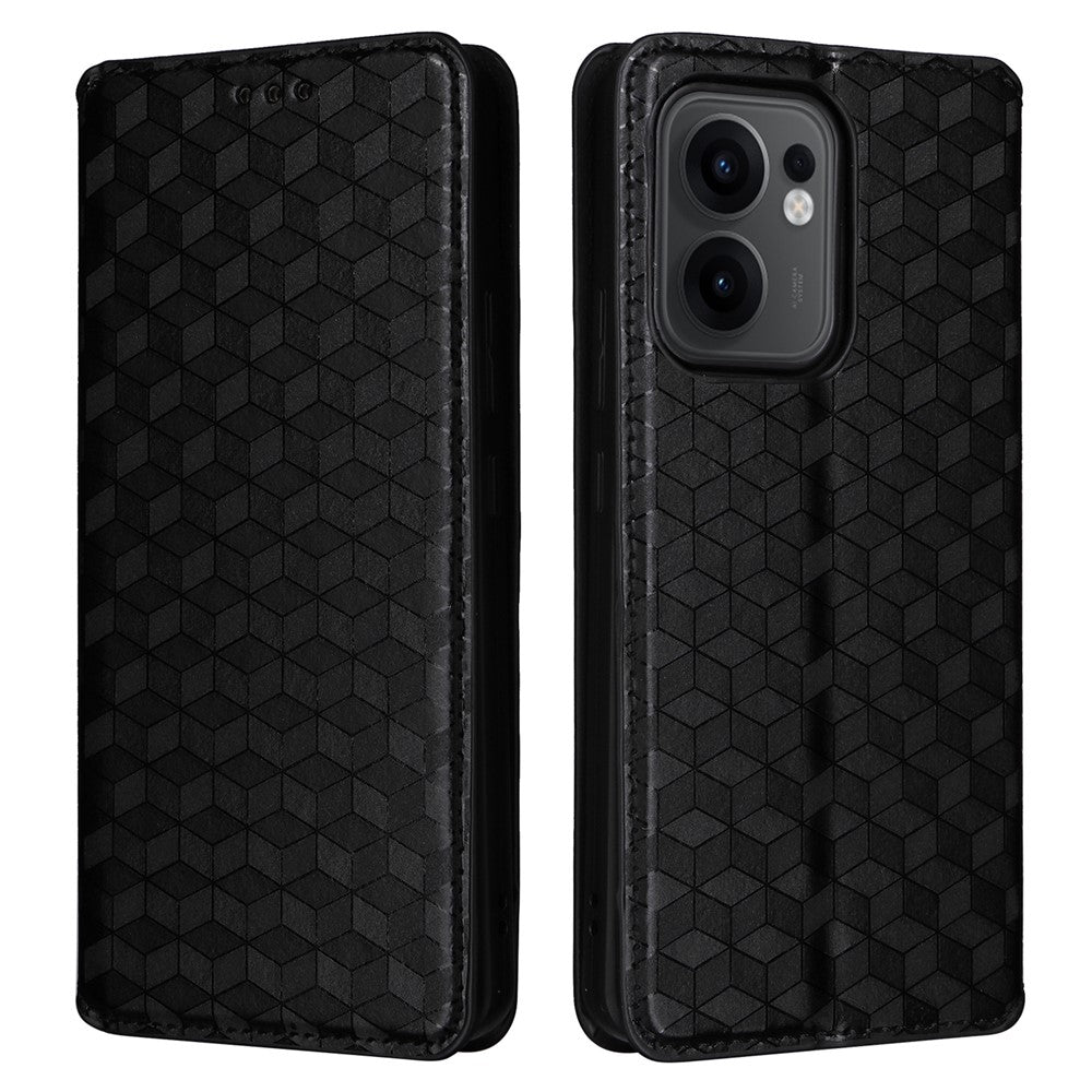 Oppo Reno13 F 5G (Reno 13 FS 5G) / 4G Plånboksfodral med rombpräglat läderfodral