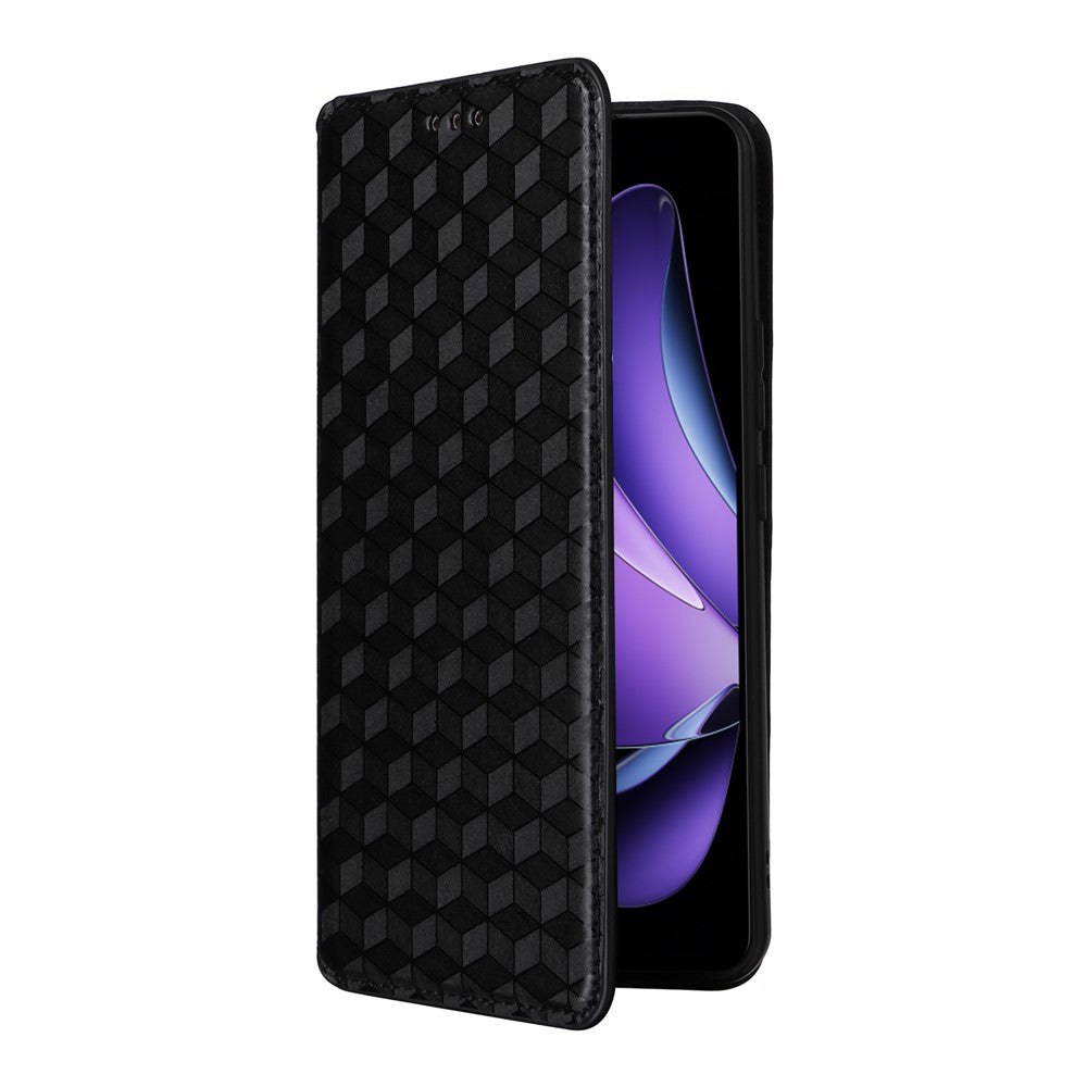 Oppo Reno13 F 5G (Reno 13 FS 5G) / 4G Plånboksfodral med rombpräglat läderfodral
