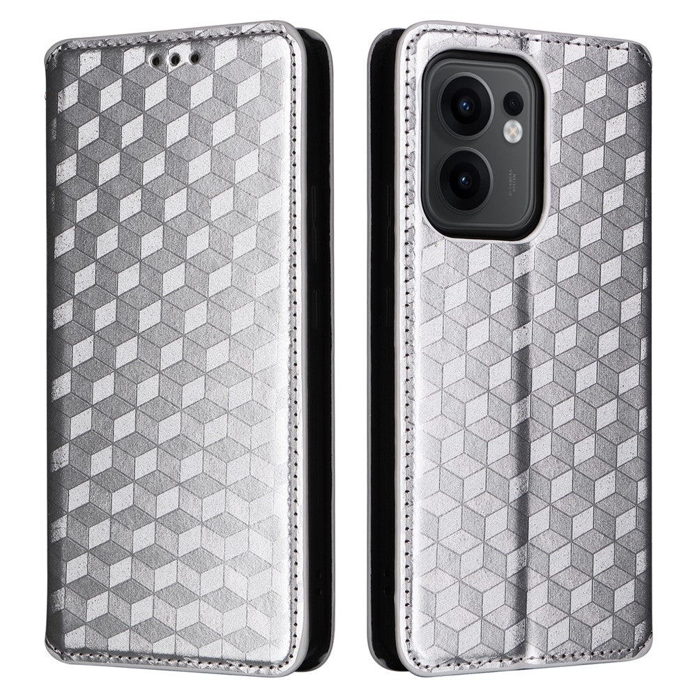Oppo Reno13 F 5G (Reno 13 FS 5G) / 4G Plånboksfodral med rombpräglat läderfodral
