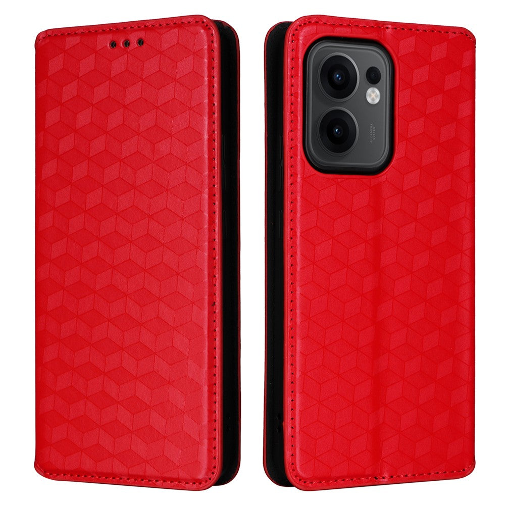 Oppo Reno13 F 5G (Reno 13 FS 5G) / 4G Plånboksfodral med rombpräglat läderfodral