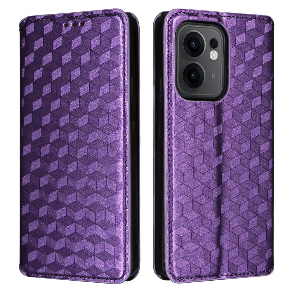Oppo Reno13 F 5G (Reno 13 FS 5G) / 4G Plånboksfodral med rombpräglat läderfodral