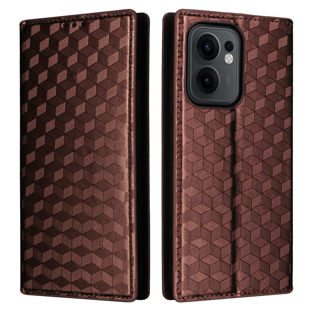 Oppo Reno13 F 5G (Reno 13 FS 5G) / 4G Plånboksfodral med rombpräglat läderfodral