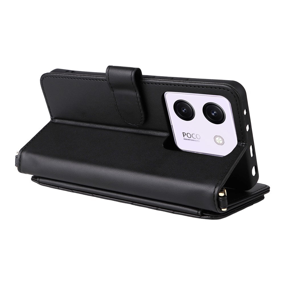 For Xiaomi Poco M7 Pro 5G Wallet Case with Shoulder / Wrist Strap Leather Phone Cover Stand