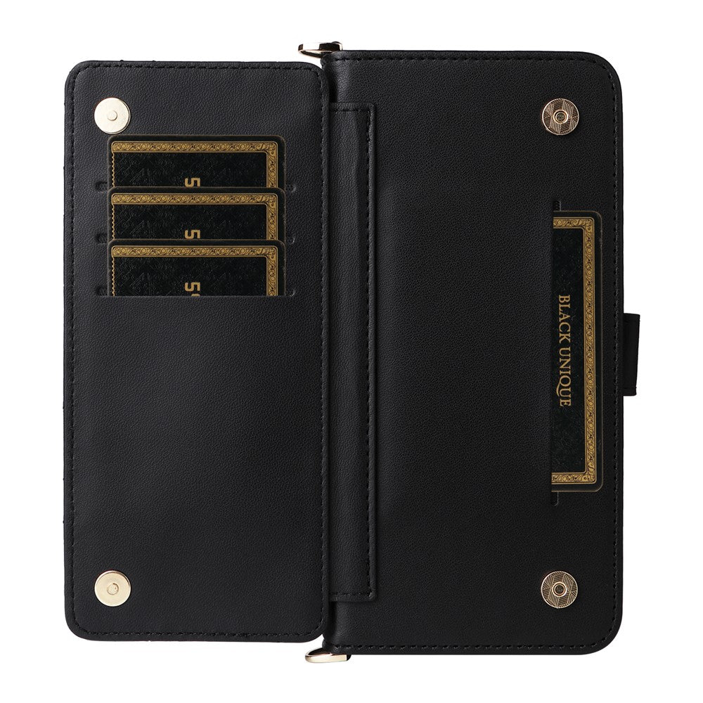 For Xiaomi Poco M7 Pro 5G Wallet Case with Shoulder / Wrist Strap Leather Phone Cover Stand