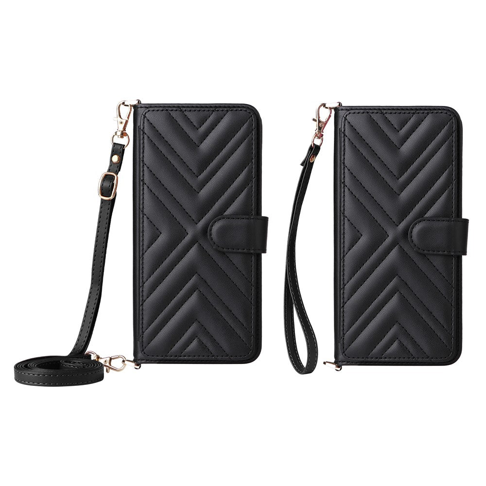 For Xiaomi Poco M7 Pro 5G Wallet Case with Shoulder / Wrist Strap Leather Phone Cover Stand