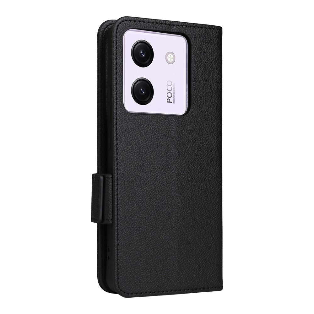 For Xiaomi Poco M7 Pro 5G Case with Wrist Strap Litchi Texture PU Leather Wallet Phone Cover