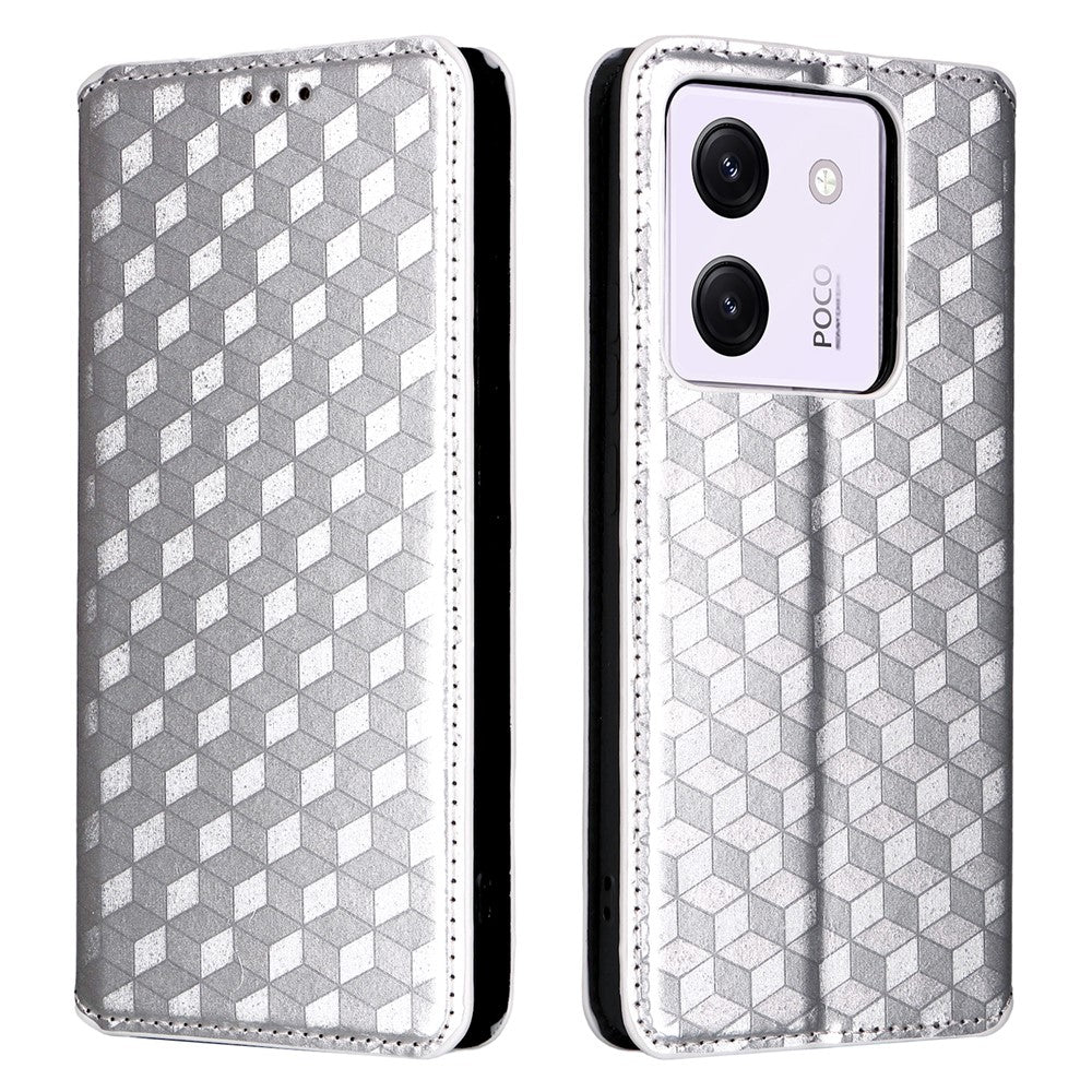 For Xiaomi Poco M7 Pro 5G Wallet Case Rhombus Imprinted Leather Phone Cover