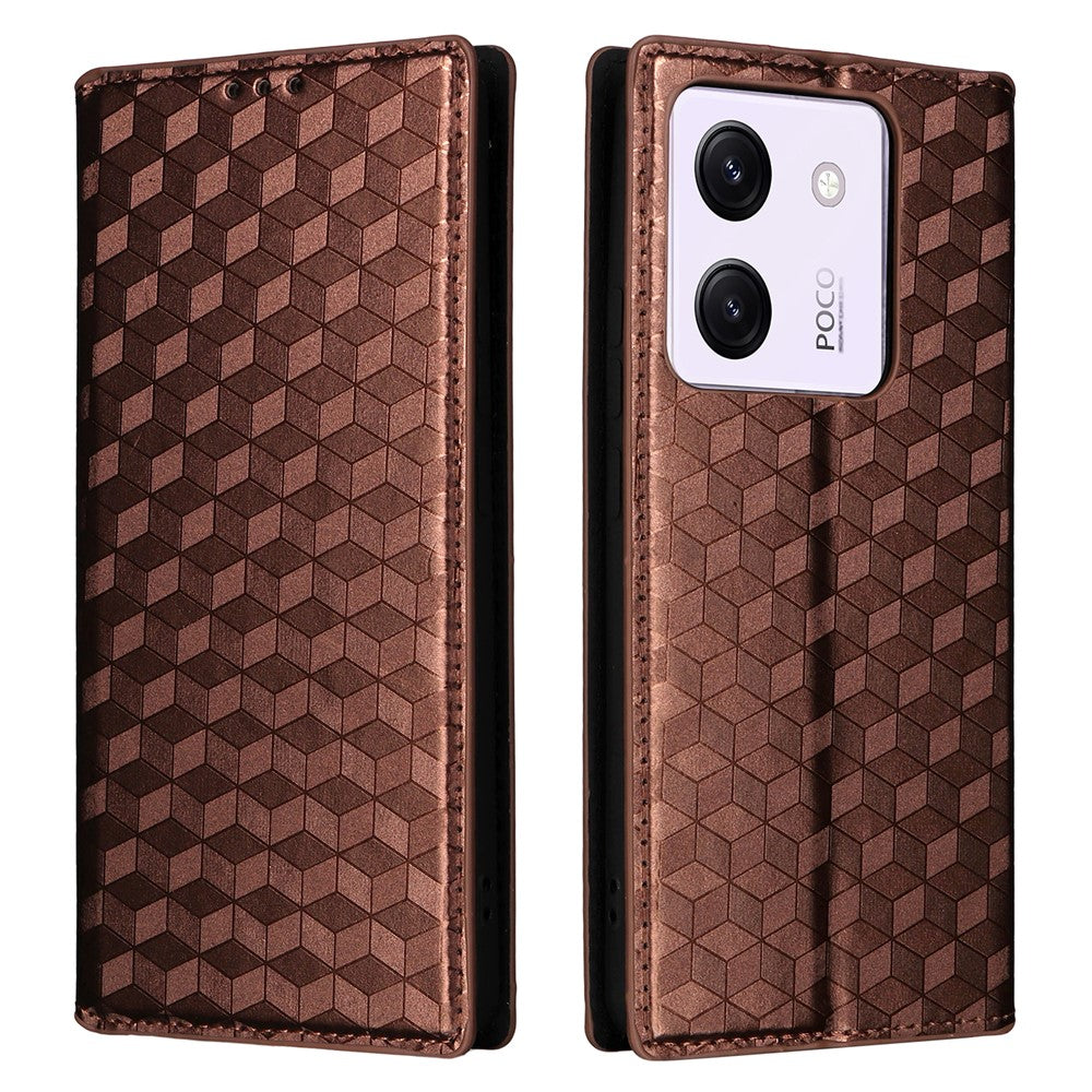 For Xiaomi Poco M7 Pro 5G Wallet Case Rhombus Imprinted Leather Phone Cover