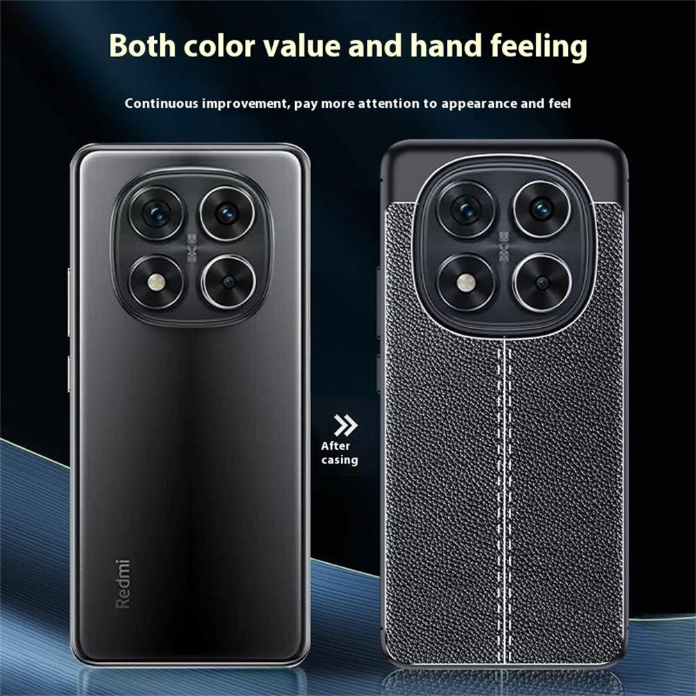 For Xiaomi Redmi Note 14 Pro+ 5G / Note 14 Pro 5G / Poco X7 5G Case Litchi Texture TPU Flexible Phone Cover, Black