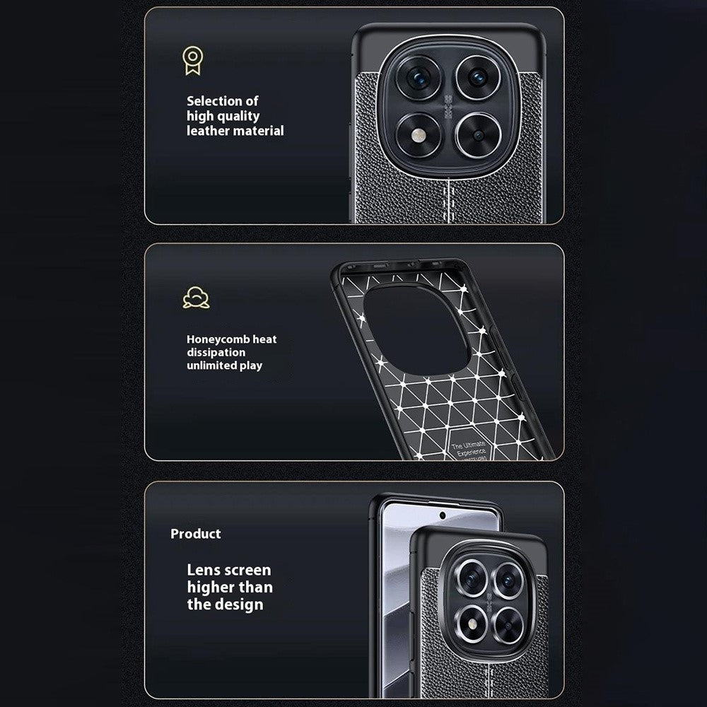 For Xiaomi Redmi Note 14 Pro+ 5G / Note 14 Pro 5G / Poco X7 5G Case Litchi Texture TPU Flexible Phone Cover, Black