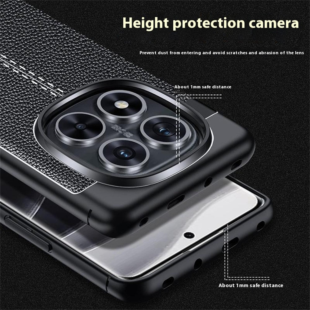 For Xiaomi Redmi Note 14 Pro+ 5G / Note 14 Pro 5G / Poco X7 5G Case Litchi Texture TPU Flexible Phone Cover, Black