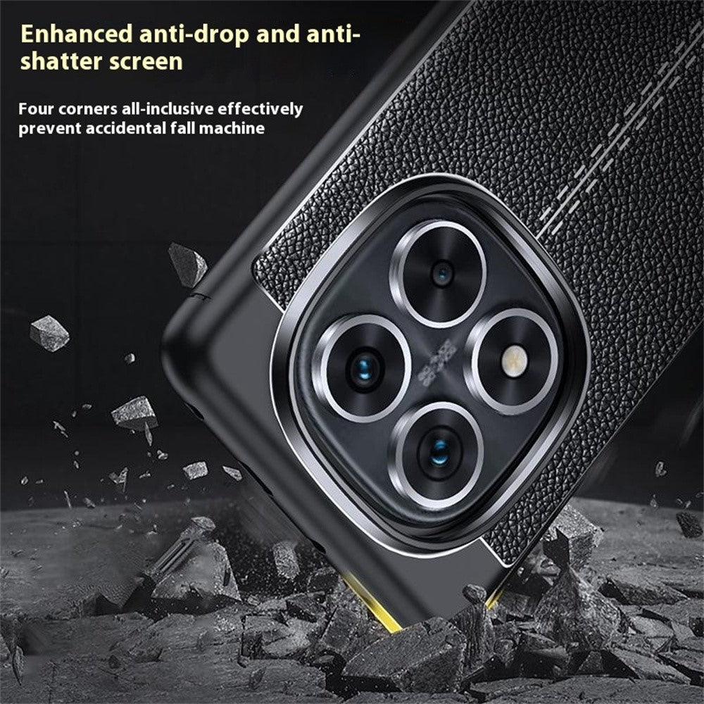 For Xiaomi Redmi Note 14 Pro+ 5G / Note 14 Pro 5G / Poco X7 5G Case Litchi Texture TPU Flexible Phone Cover, Black