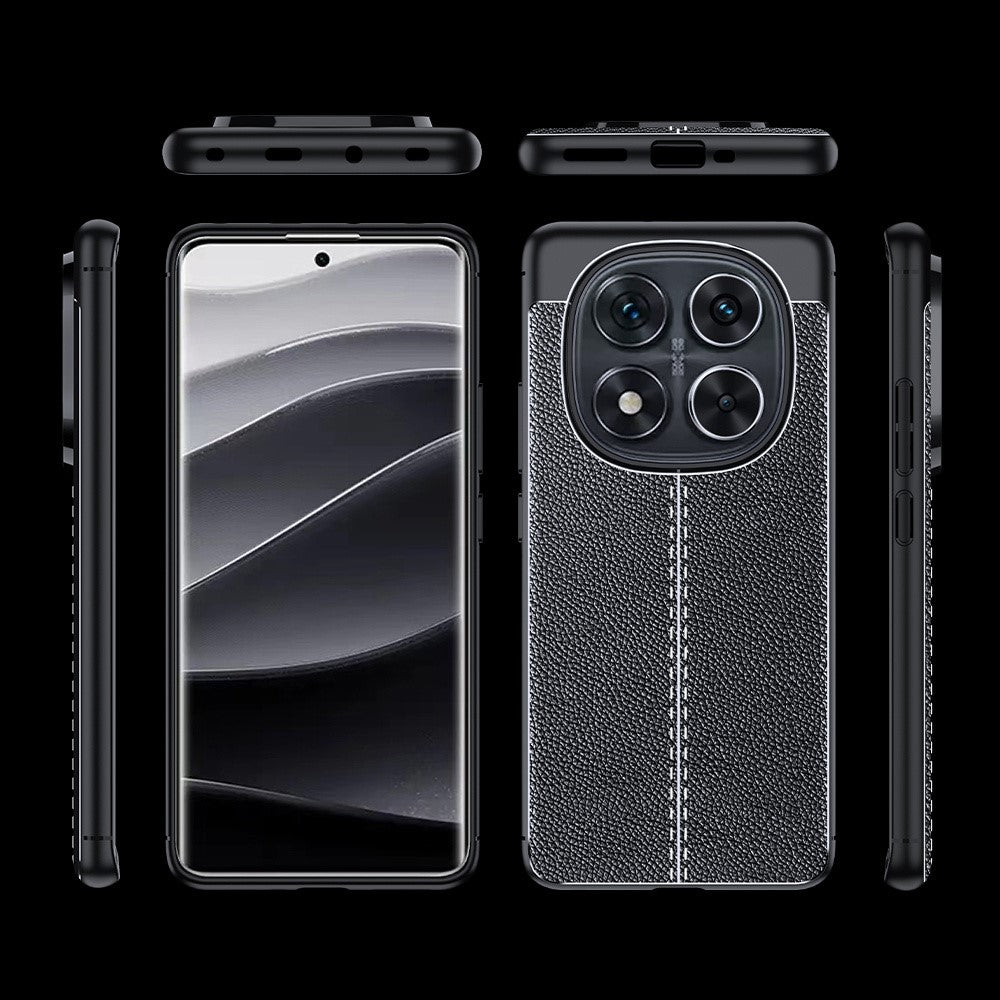 For Xiaomi Redmi Note 14 Pro+ 5G / Note 14 Pro 5G / Poco X7 5G Case Litchi Texture TPU Flexible Phone Cover, Black