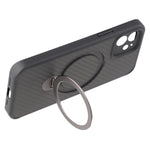 For iPhone 12 Case Compatible with MagSafe Kickstand TPU + PC Phone Cover Carbon Fiber Texture