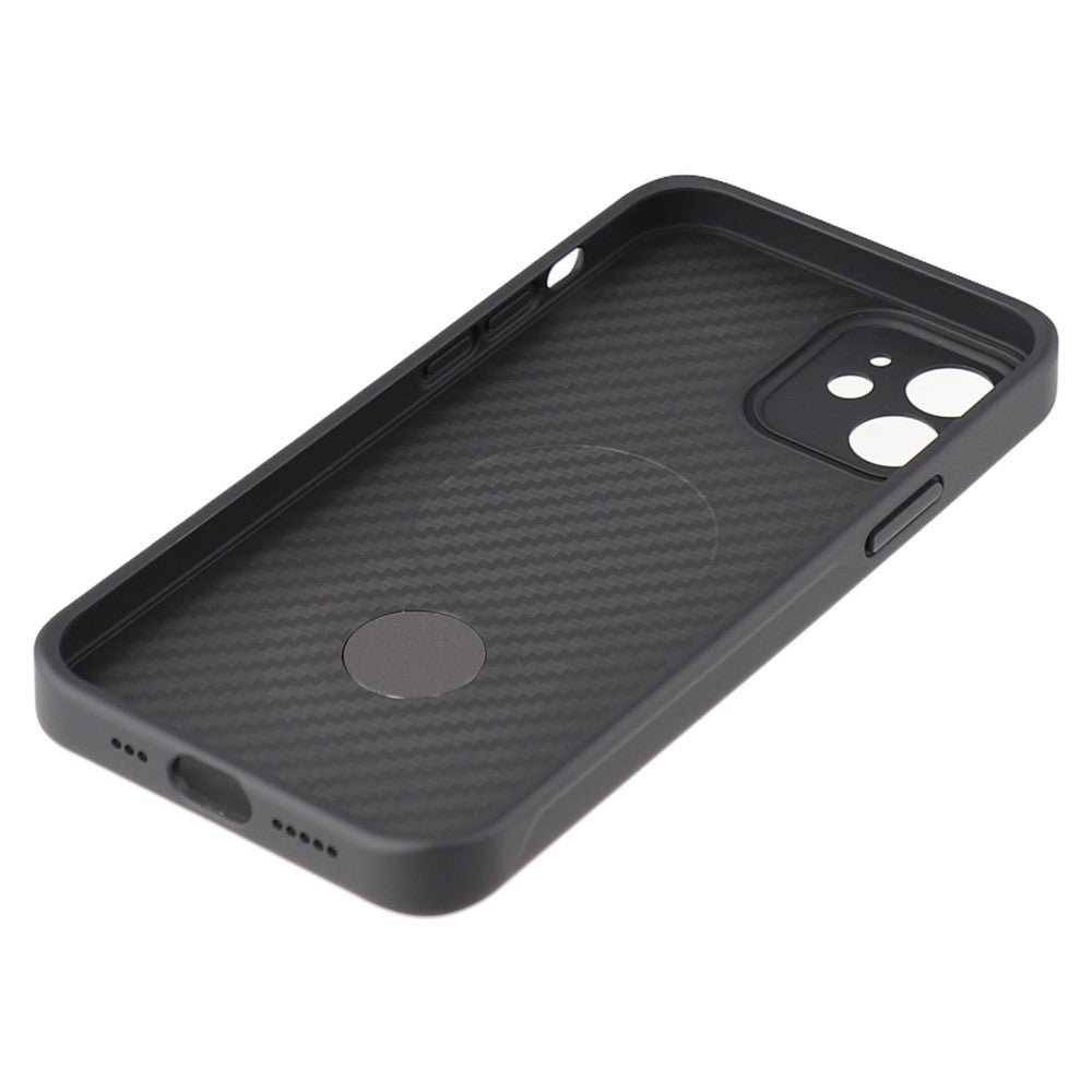 For iPhone 12 Case Compatible with MagSafe Kickstand TPU + PC Phone Cover Carbon Fiber Texture