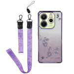 KADEM For Xiaomi Redmi Note 14 4G (163.25mm) Case Flower Pattern TPU Gradient Phone Cover with Lanyards
