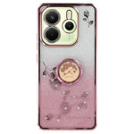 KADEM For Xiaomi Redmi Note 14 4G (163.25mm) Case Ring Kickstand TPU Flowers Phone Cover Gradient Glitter