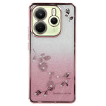 KADEM For Xiaomi Redmi Note 14 4G (163.25mm) Case Ring Kickstand TPU Flowers Phone Cover Gradient Glitter