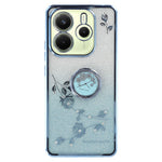 KADEM For Xiaomi Redmi Note 14 4G (163.25mm) Case Ring Kickstand TPU Flowers Phone Cover Gradient Glitter