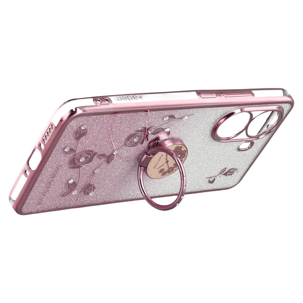 KADEM For Xiaomi Poco X7 Pro 5G Case Ring Kickstand TPU Flowers Phone Cover Gradient Glitter