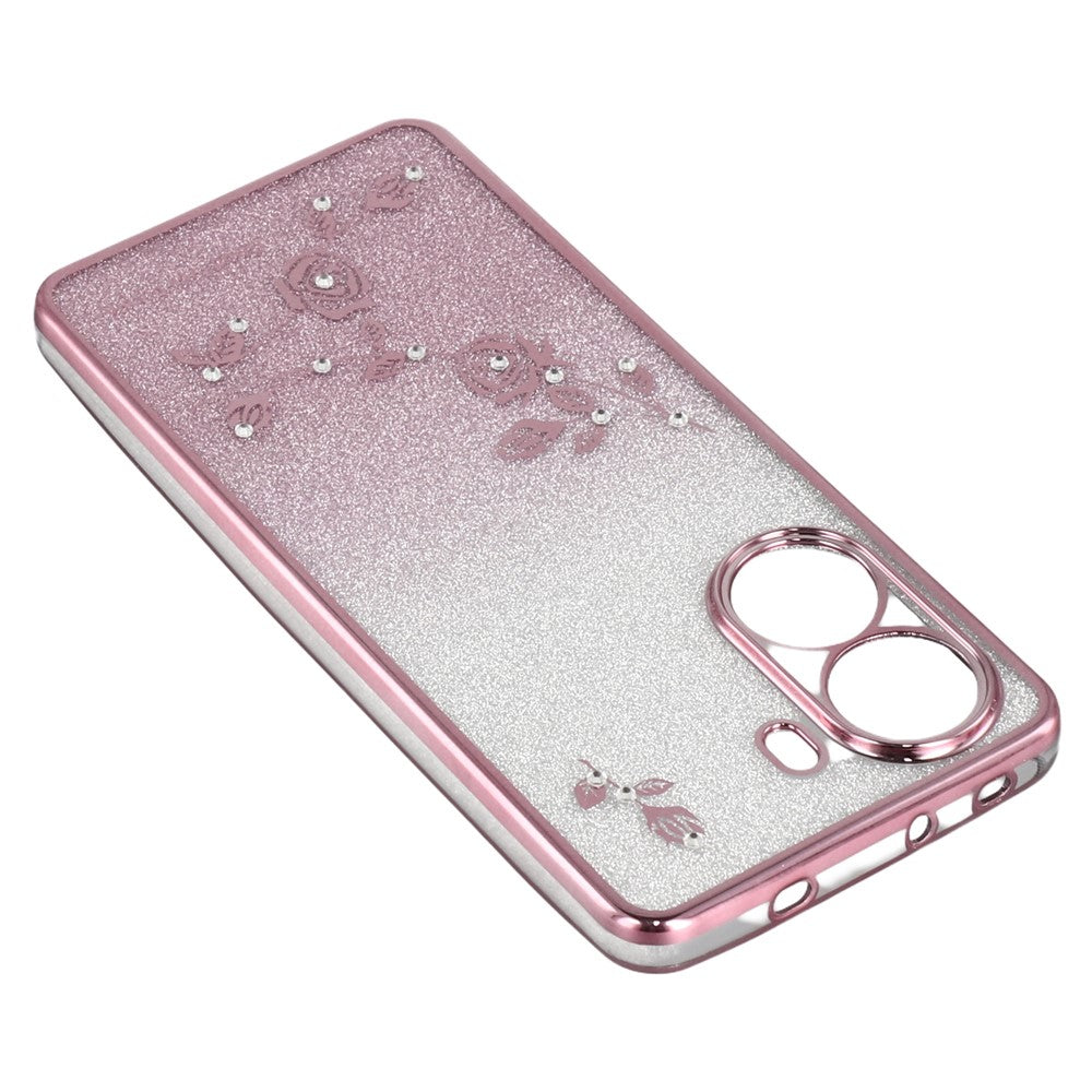 KADEM For Xiaomi Poco X7 Pro 5G Case Ring Kickstand TPU Flowers Phone Cover Gradient Glitter